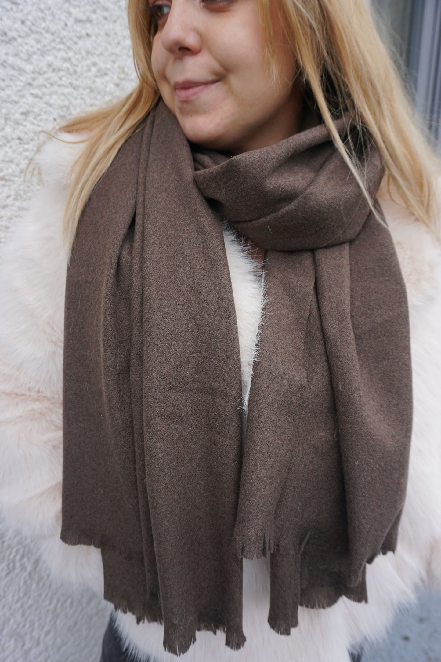 Écharpe marron chocolat avec cachemire