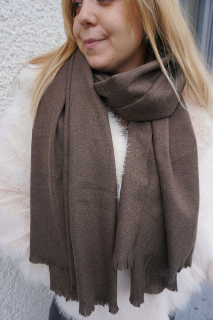 Écharpe marron chocolat avec cachemire