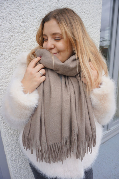 Écharpe taupe avec cachemire