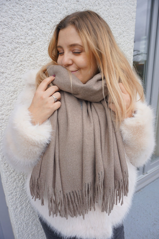 Écharpe taupe avec cachemire