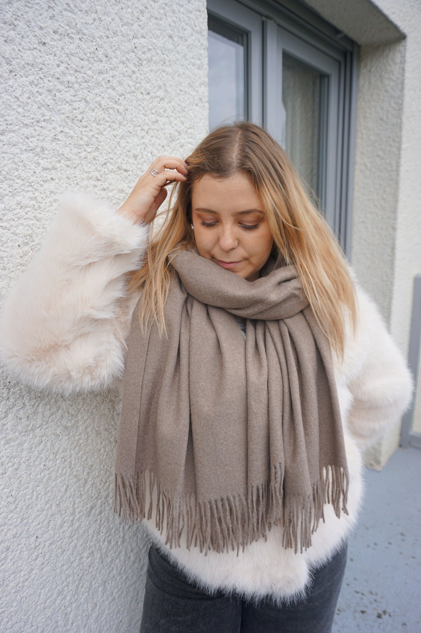 Écharpe taupe avec cachemire