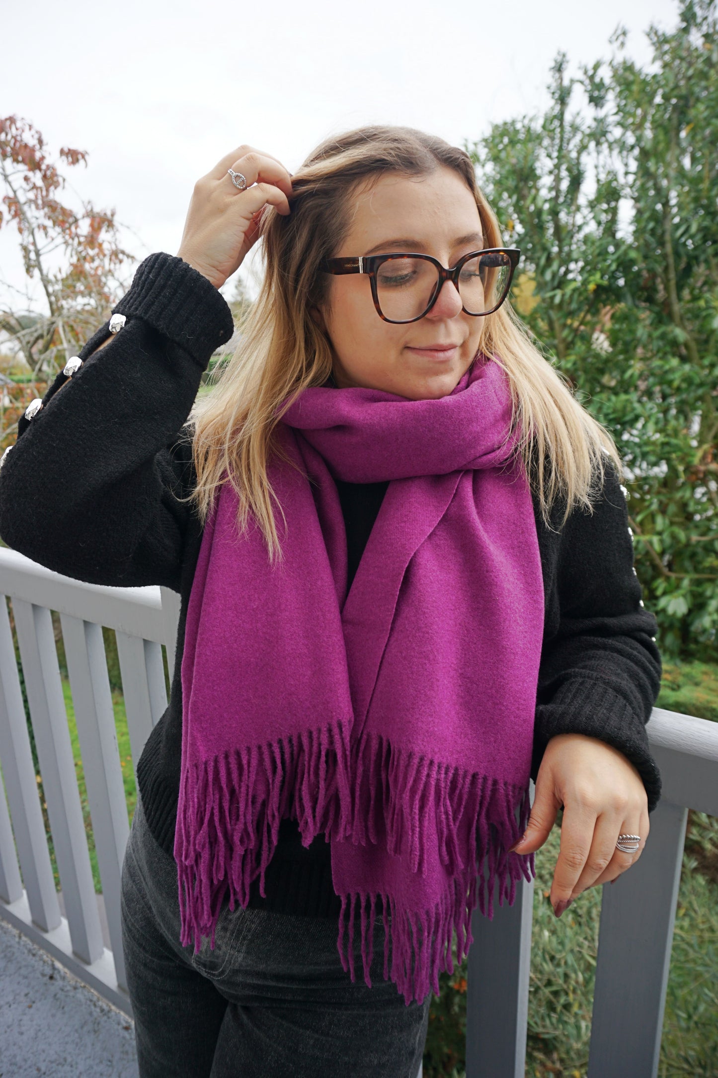 Écharpe violette avec cachemire