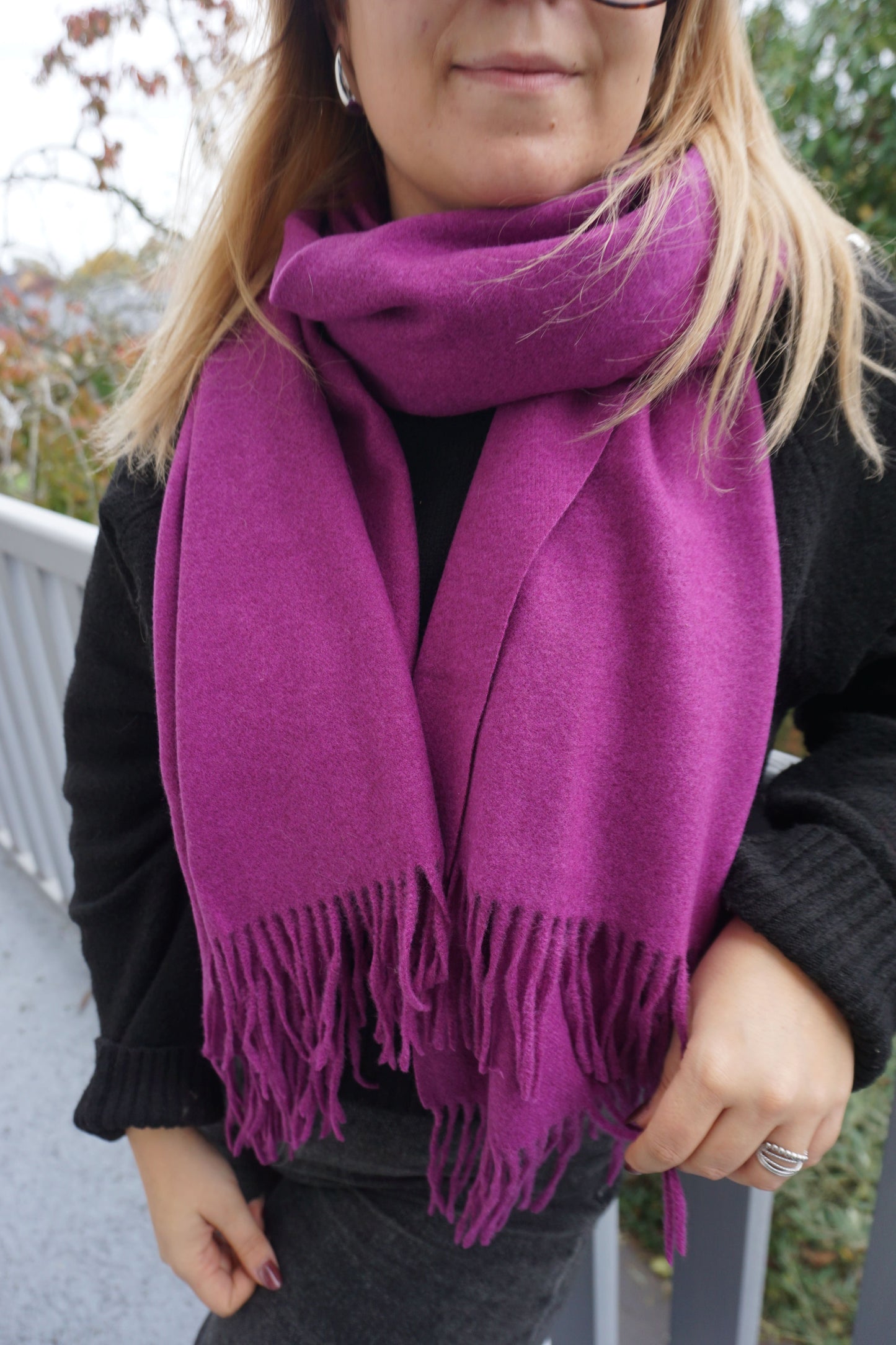 Écharpe violette avec cachemire