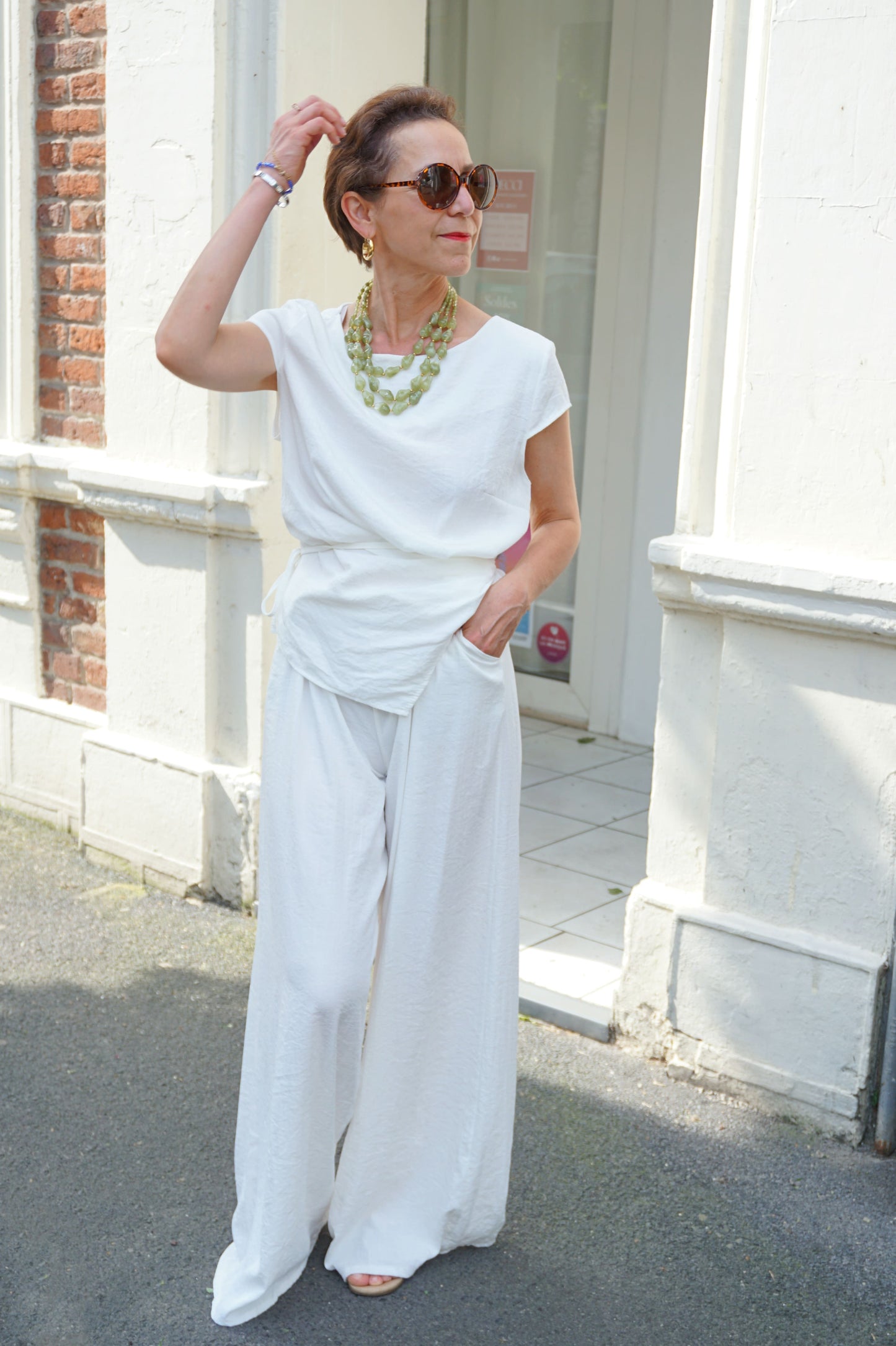 Ensemble blanc pantalon et top