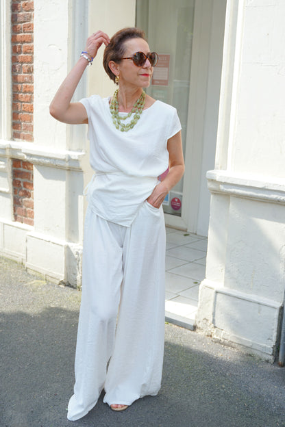 Ensemble blanc pantalon et top