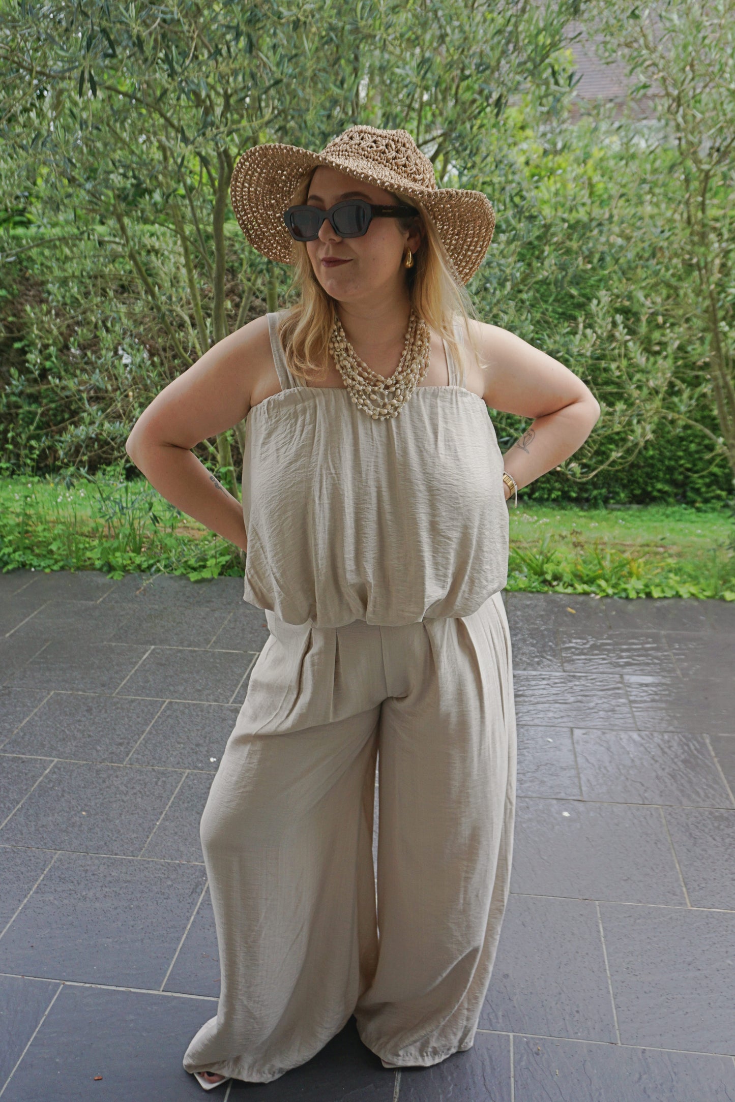 Ensemble bouffant taupe fluide