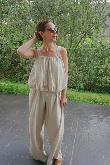 Ensemble bouffant taupe fluide
