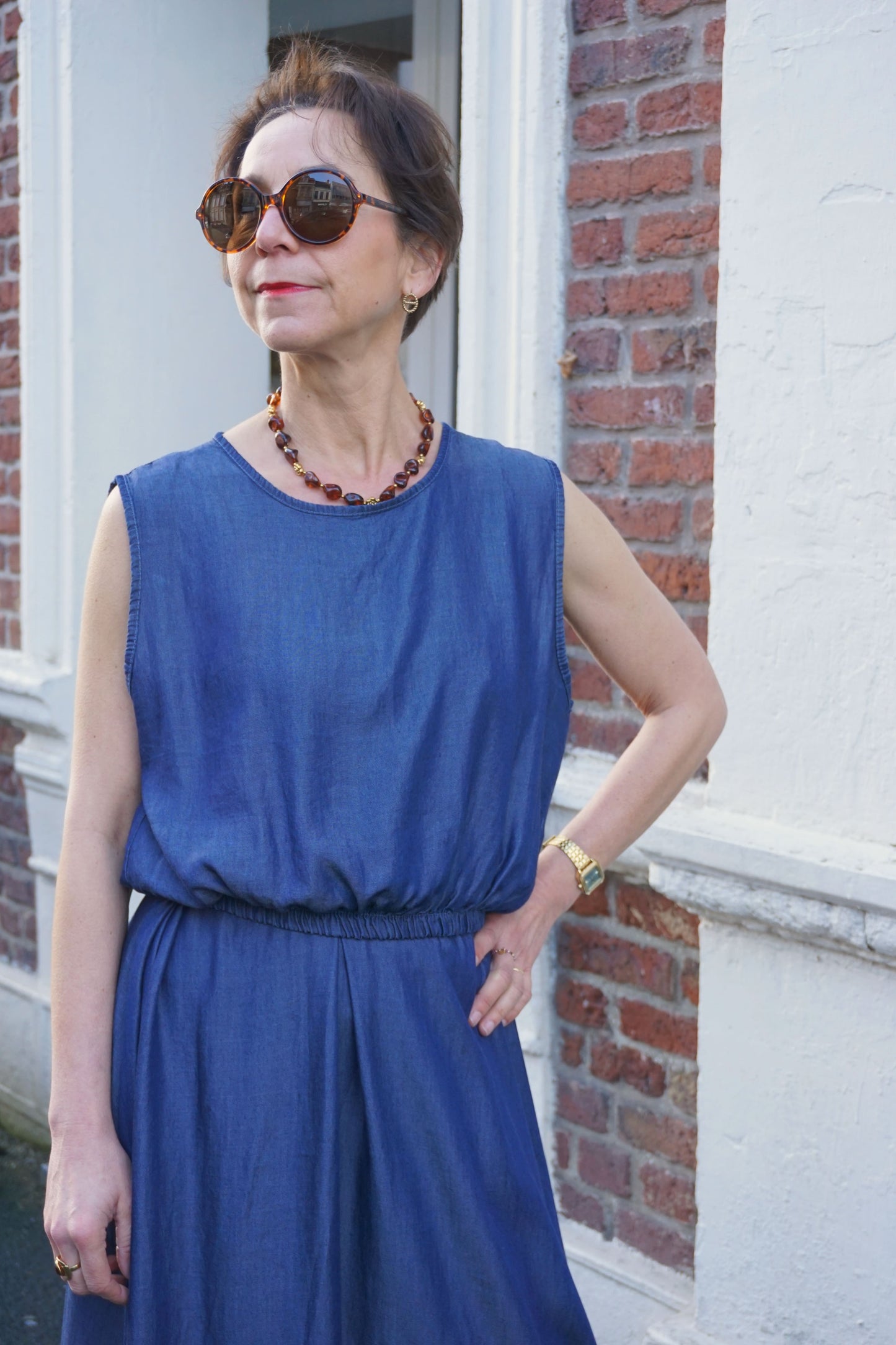 Ensemble effet jean top et jupe