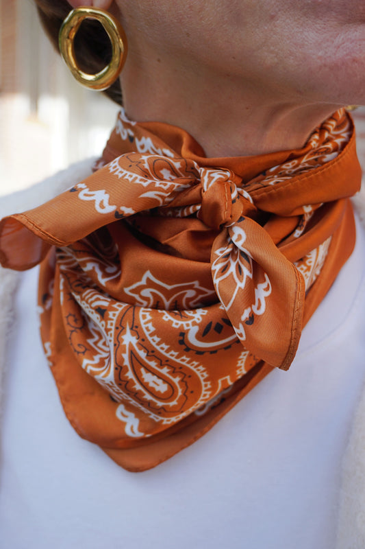 Foulard motif cachemire rouille