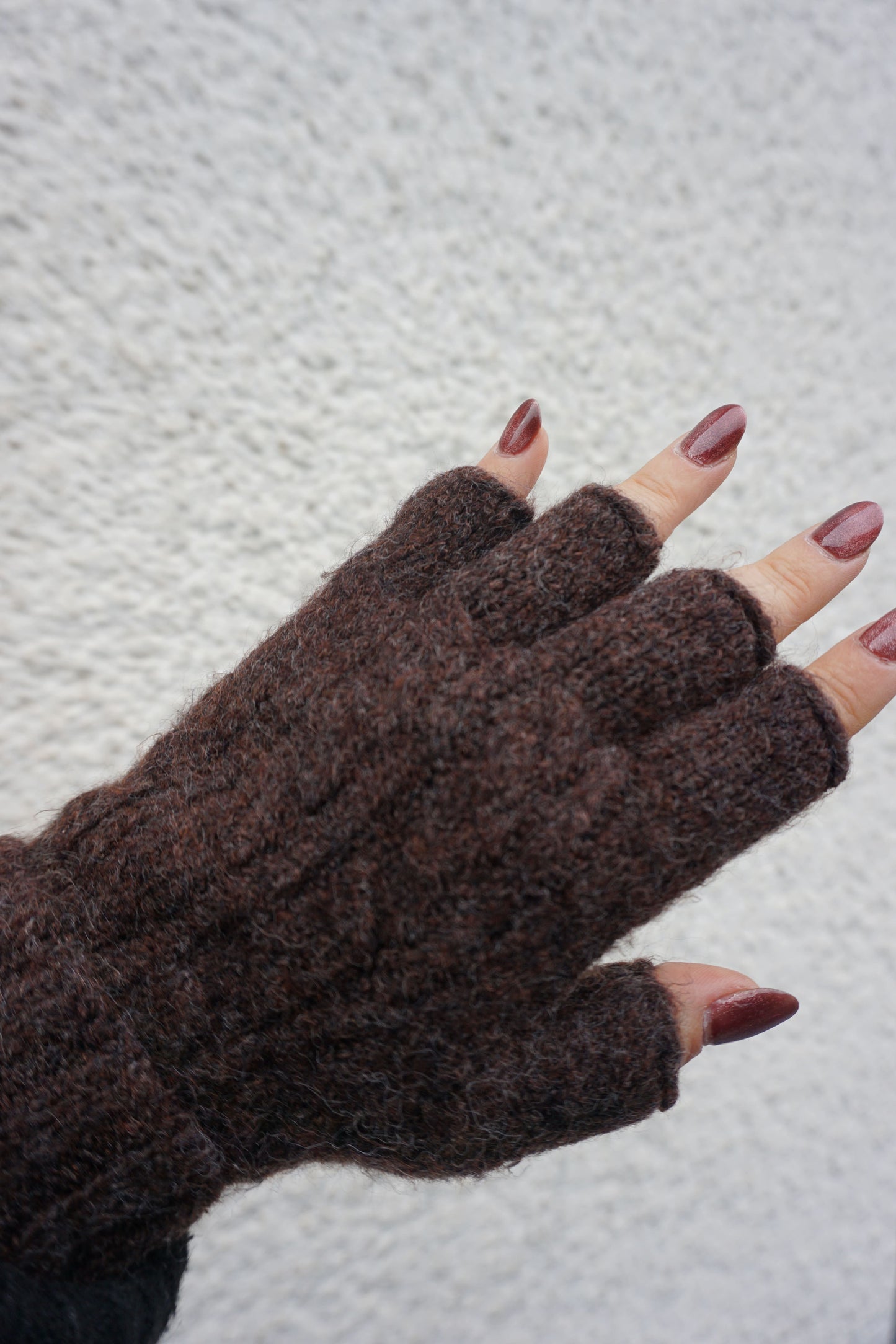 Gants mitaines tricot marron chocolat