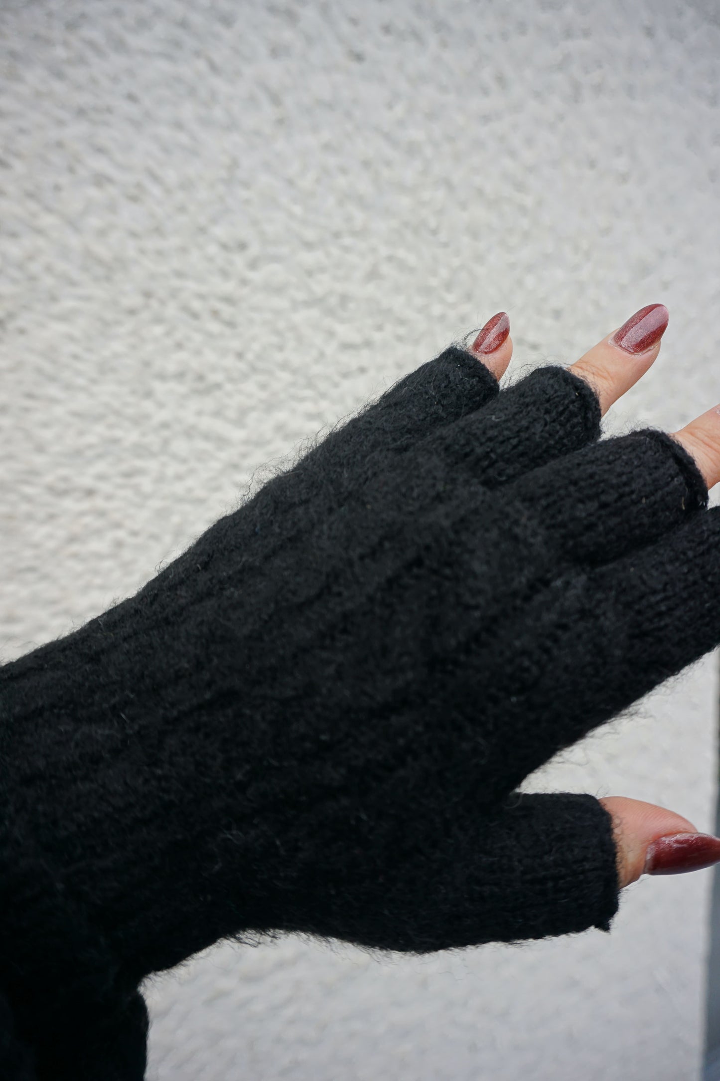 Gants mitaines tricot noir