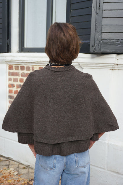 Gilet cape marron foncé