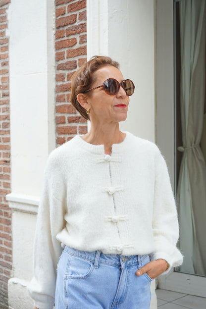 Gilet cardigan crème mao