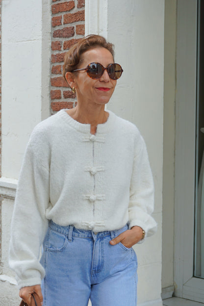 Gilet cardigan crème mao