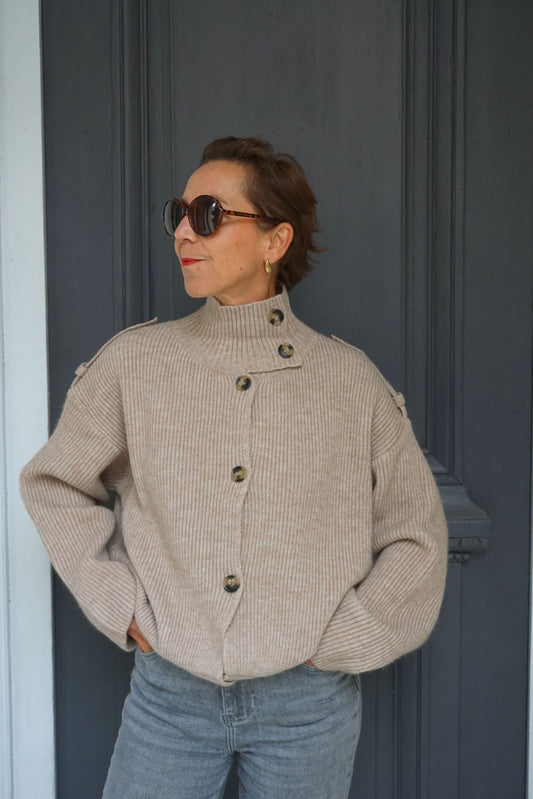 Gilet col montant écru