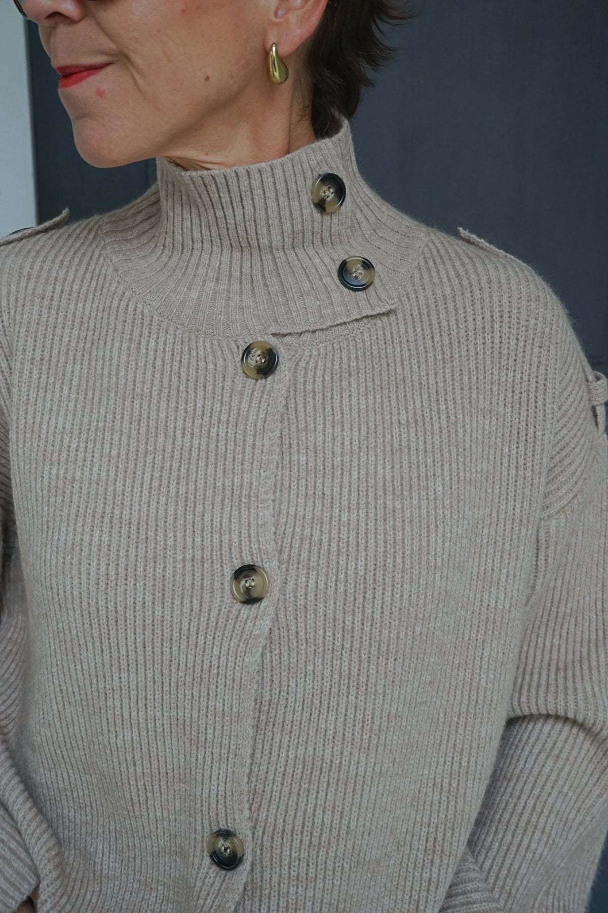 Gilet col montant écru