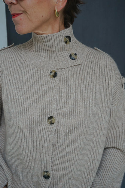 Gilet col montant écru