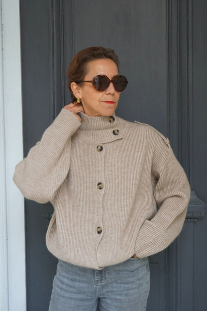 Gilet col montant écru