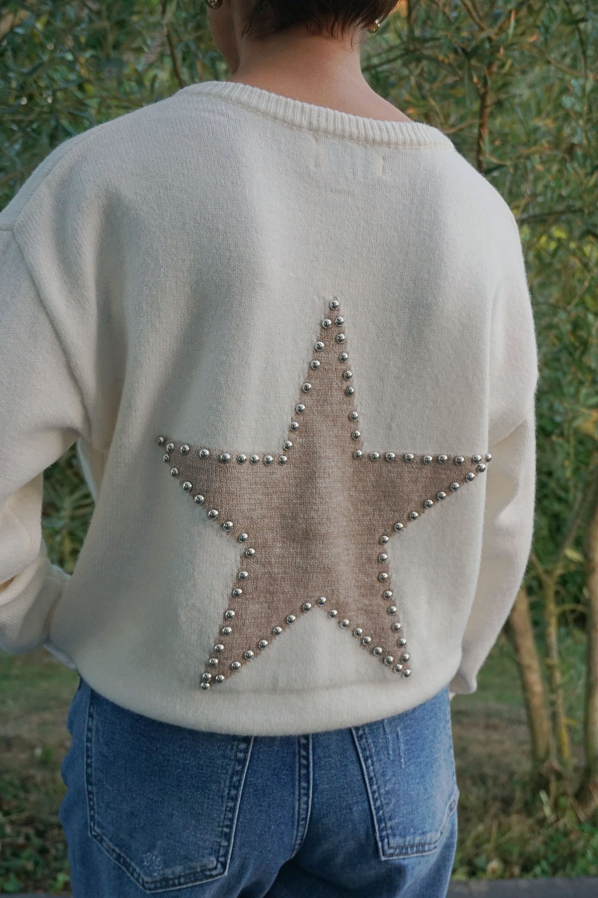 Gilet crème étoile beige et clous