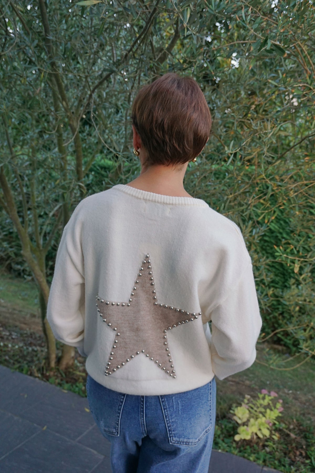 Gilet crème étoile beige et clous