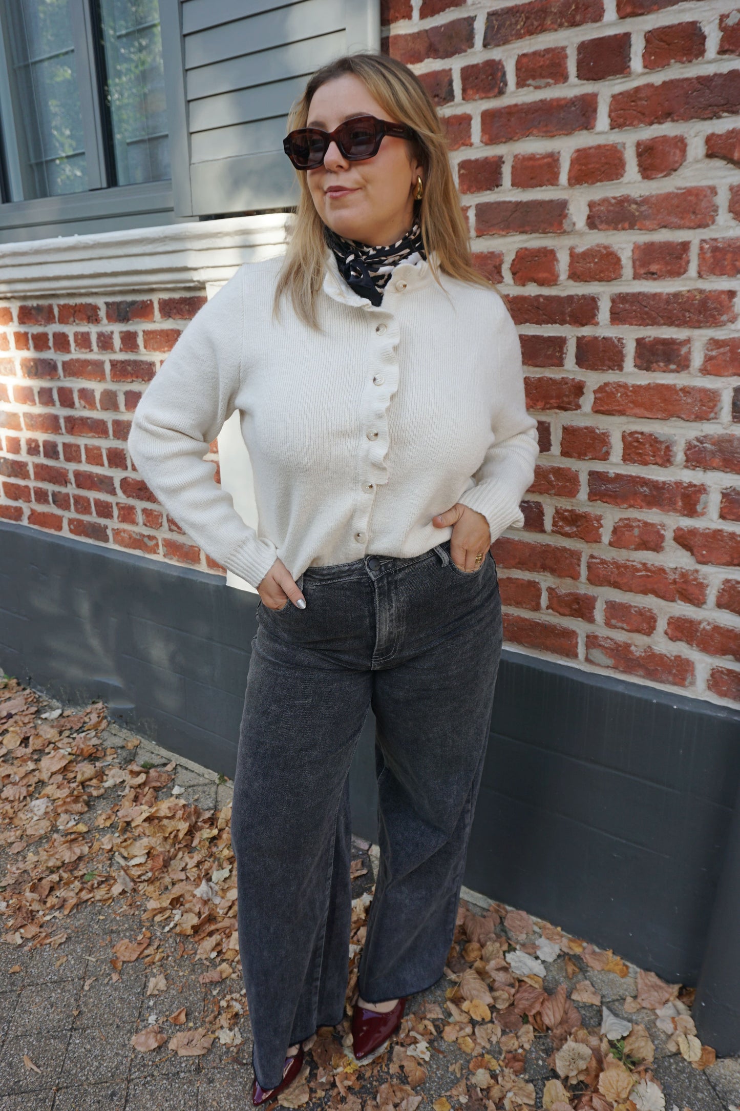 Gilet crème volanté maille
