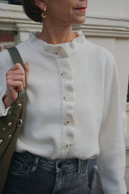 Gilet crème volanté maille
