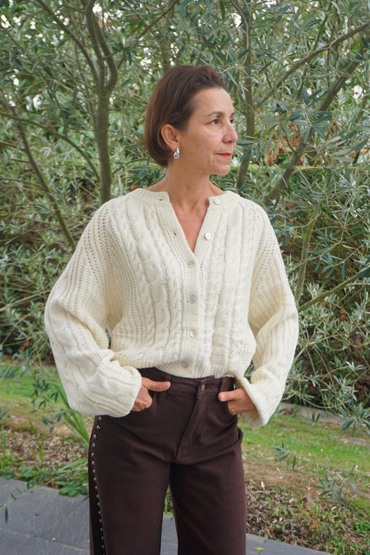 Gilet maille torsadée crème