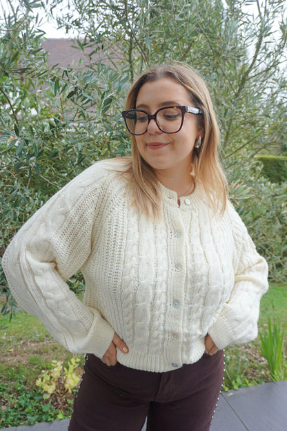 Gilet maille torsadée crème