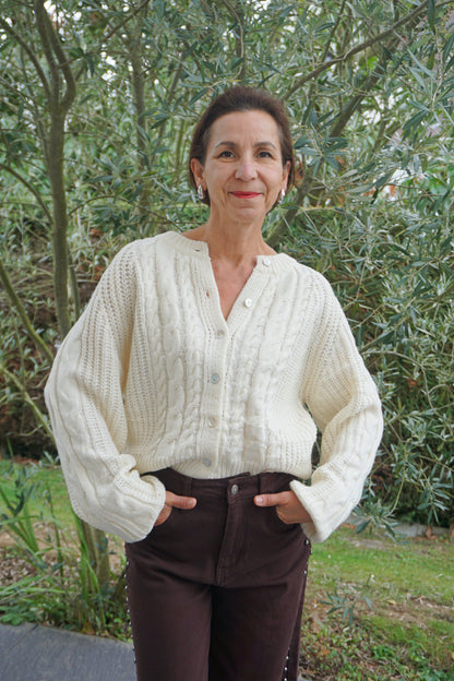 Gilet maille torsadée crème