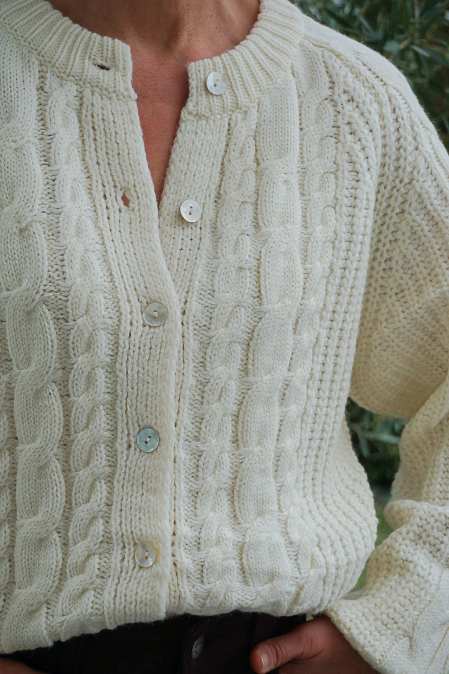 Gilet maille torsadée crème