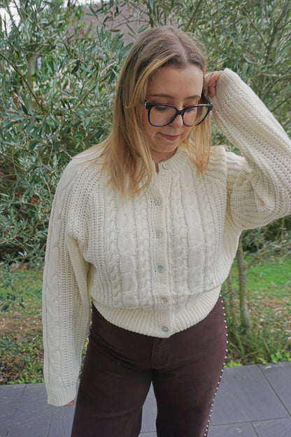 Gilet maille torsadée crème