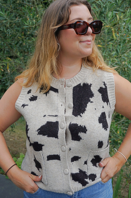 Gilet sans manches motif vache