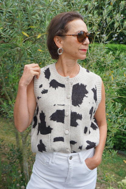 Gilet sans manches motif vache