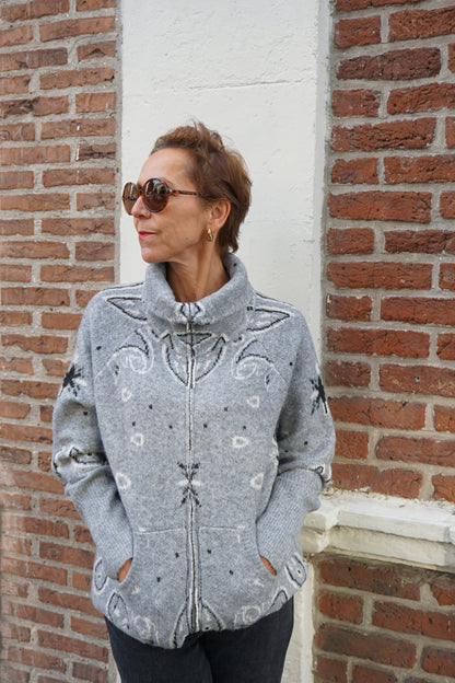 Gilet zippé motifs bandana gris