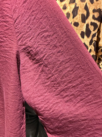Blouse bordeaux broderies fleurs PETIT DÉFAUT