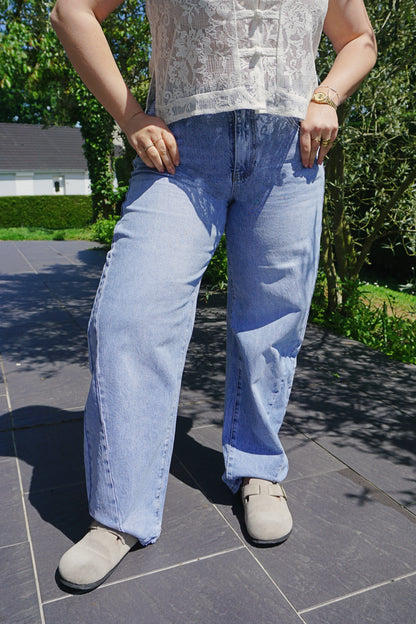 Jean barrel bleu clair ballon