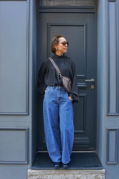 Jean barrel bleu ballon