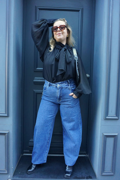 Jean barrel bleu ballon