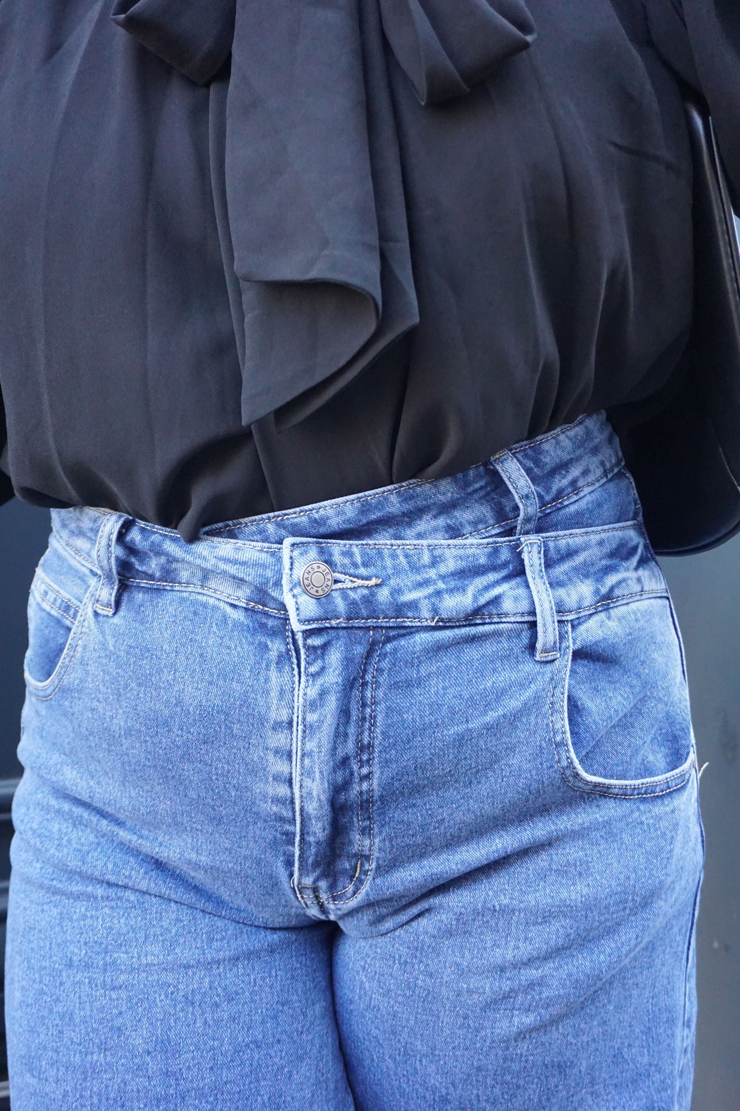 Jean barrel bleu ballon