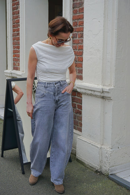 Jean barrel gris ballon