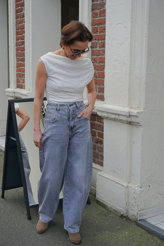 Jean barrel gris ballon