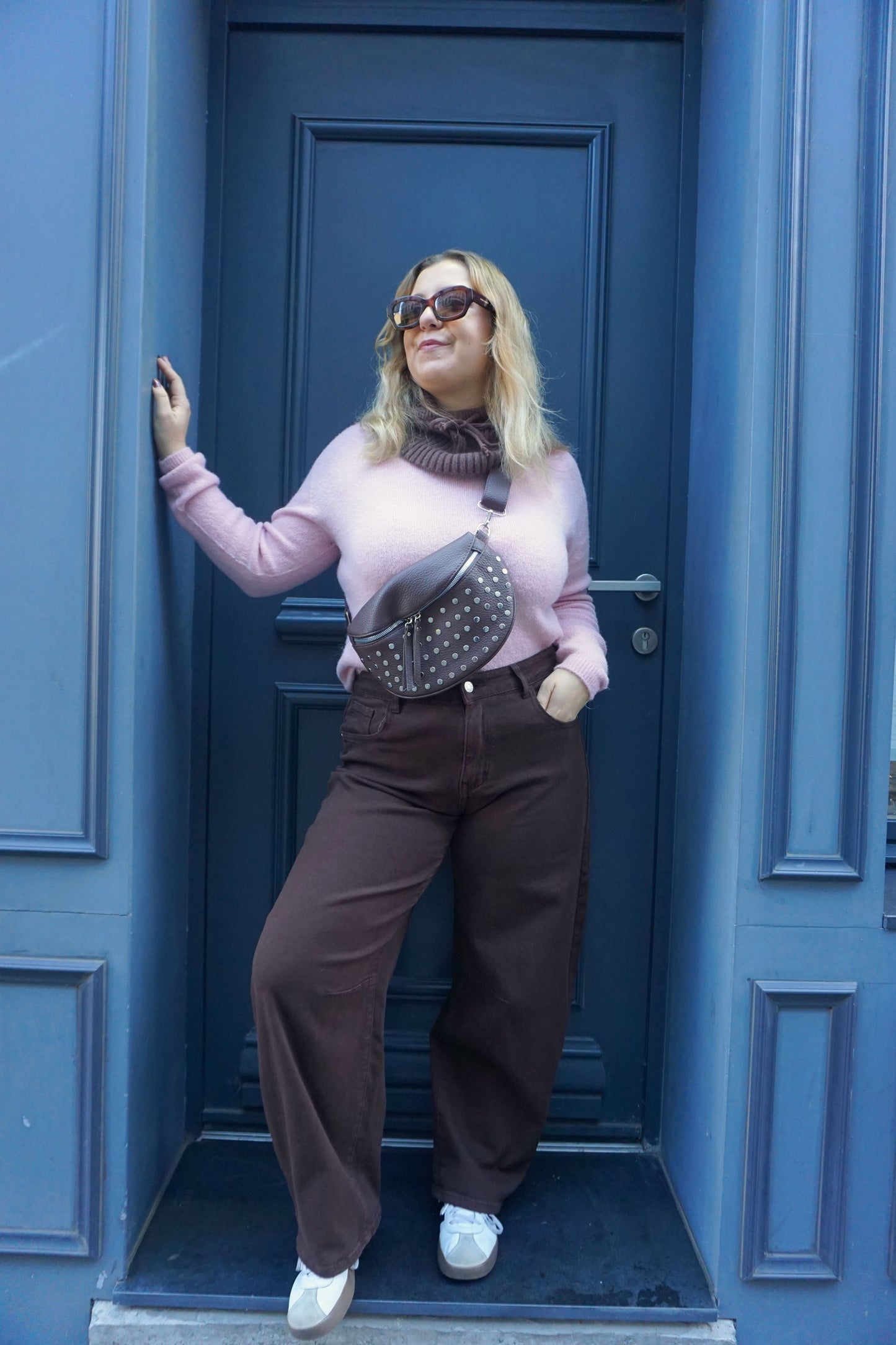 Jean barrel marron chocolat ballon