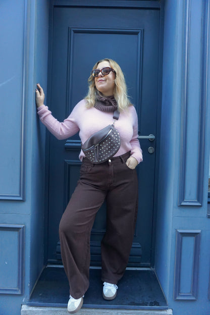 Jean barrel marron chocolat ballon