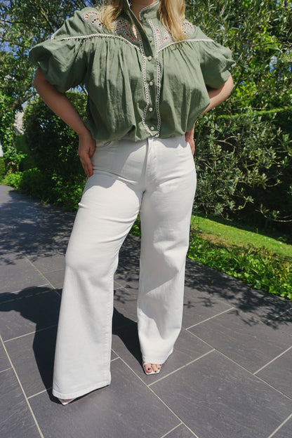 Jean blanc wide leg