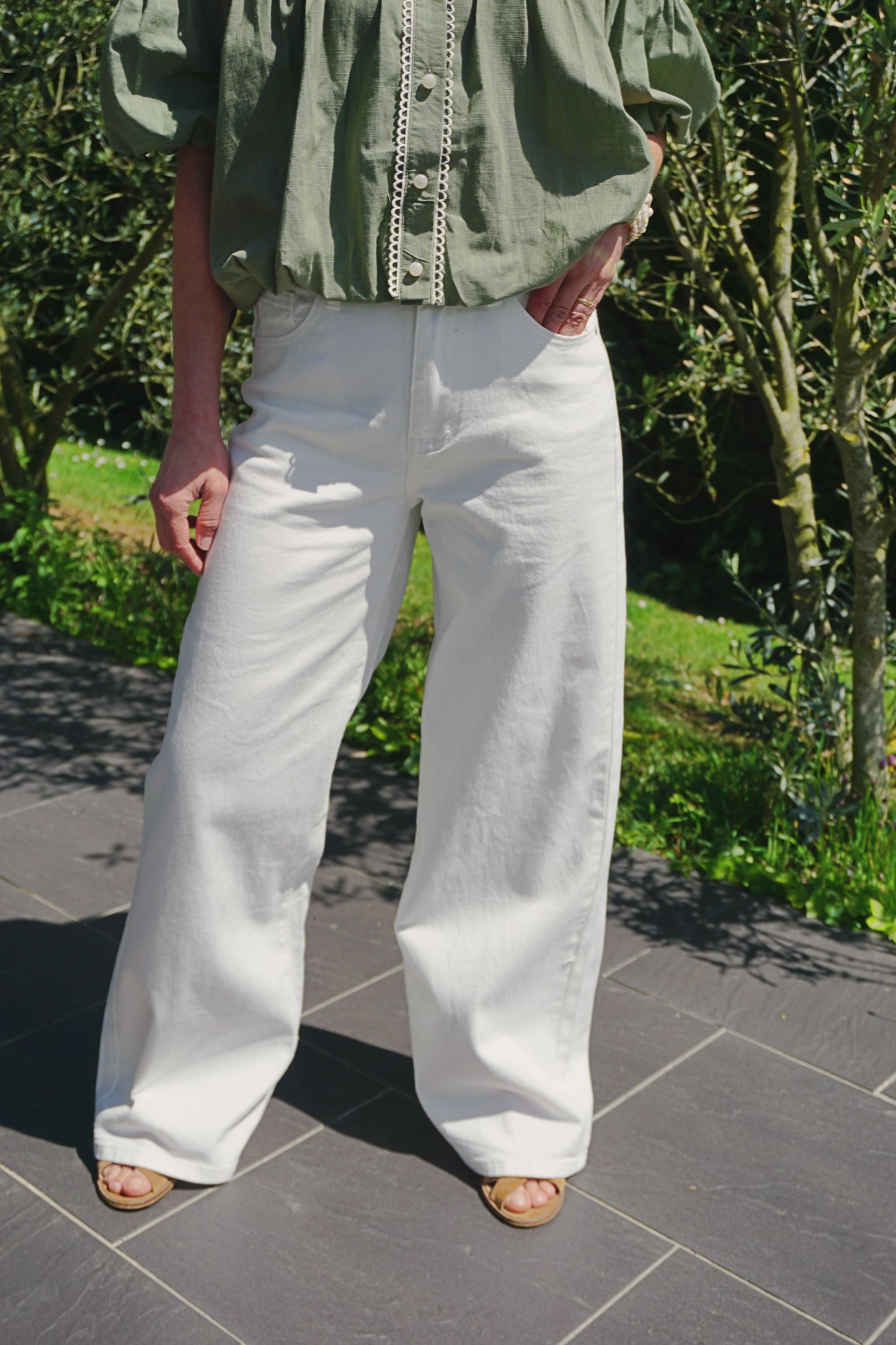 Jean blanc wide leg