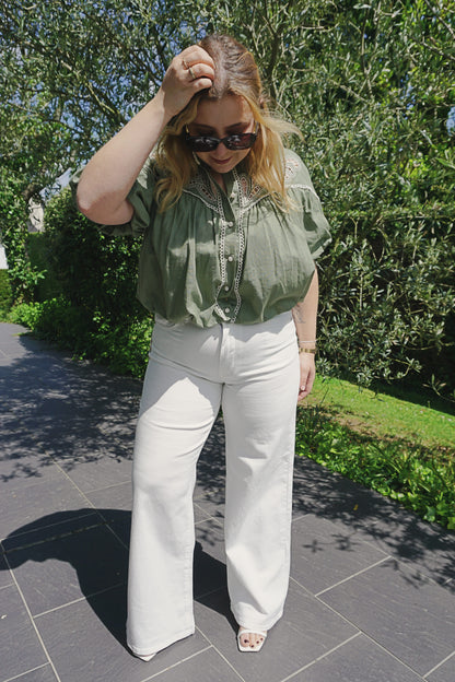 Jean blanc wide leg