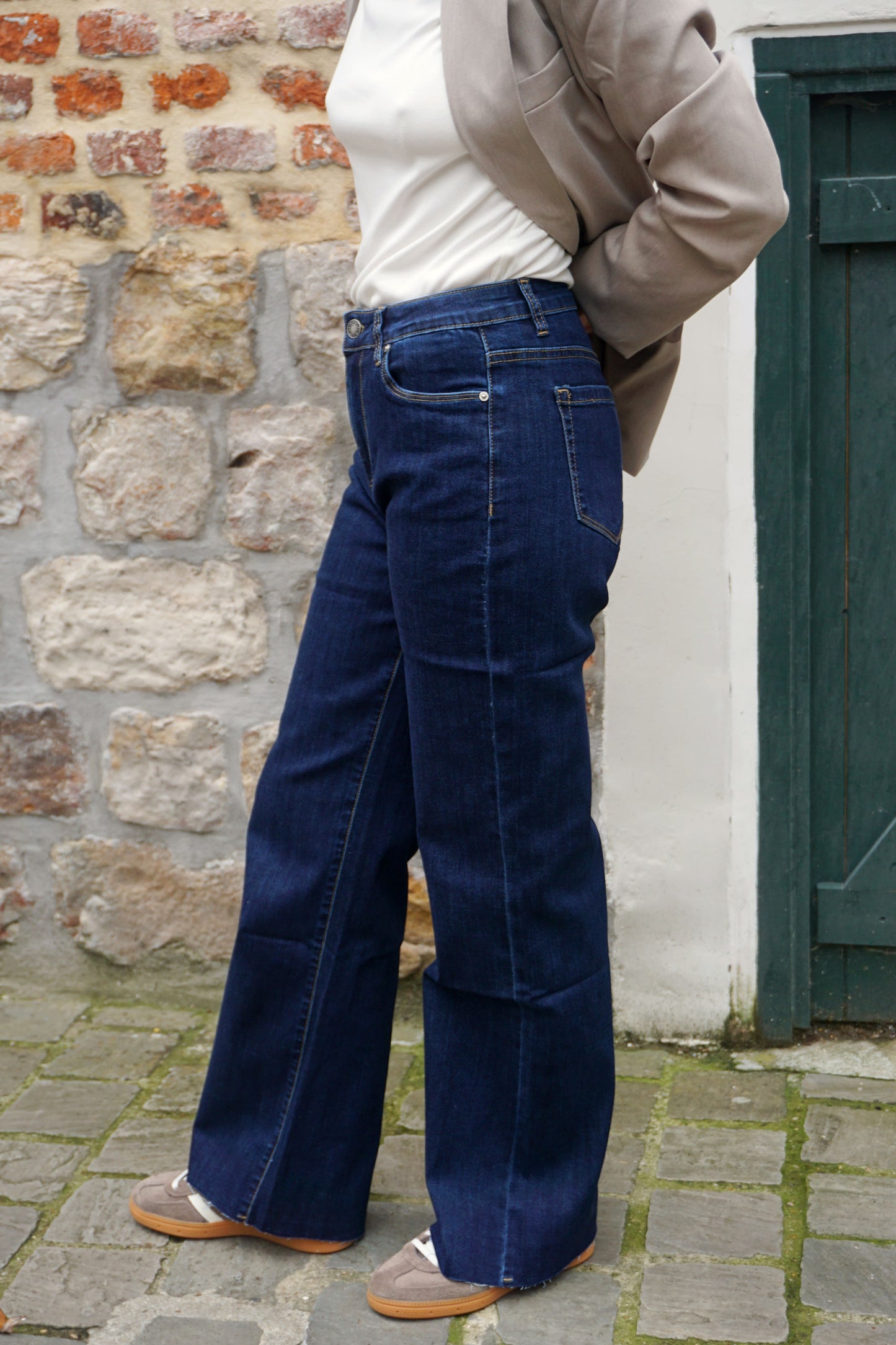 Jean bleu foncé wide leg