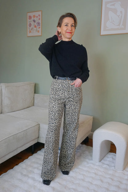 Jean wide leg léopard