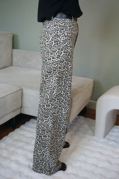 Jean wide leg léopard