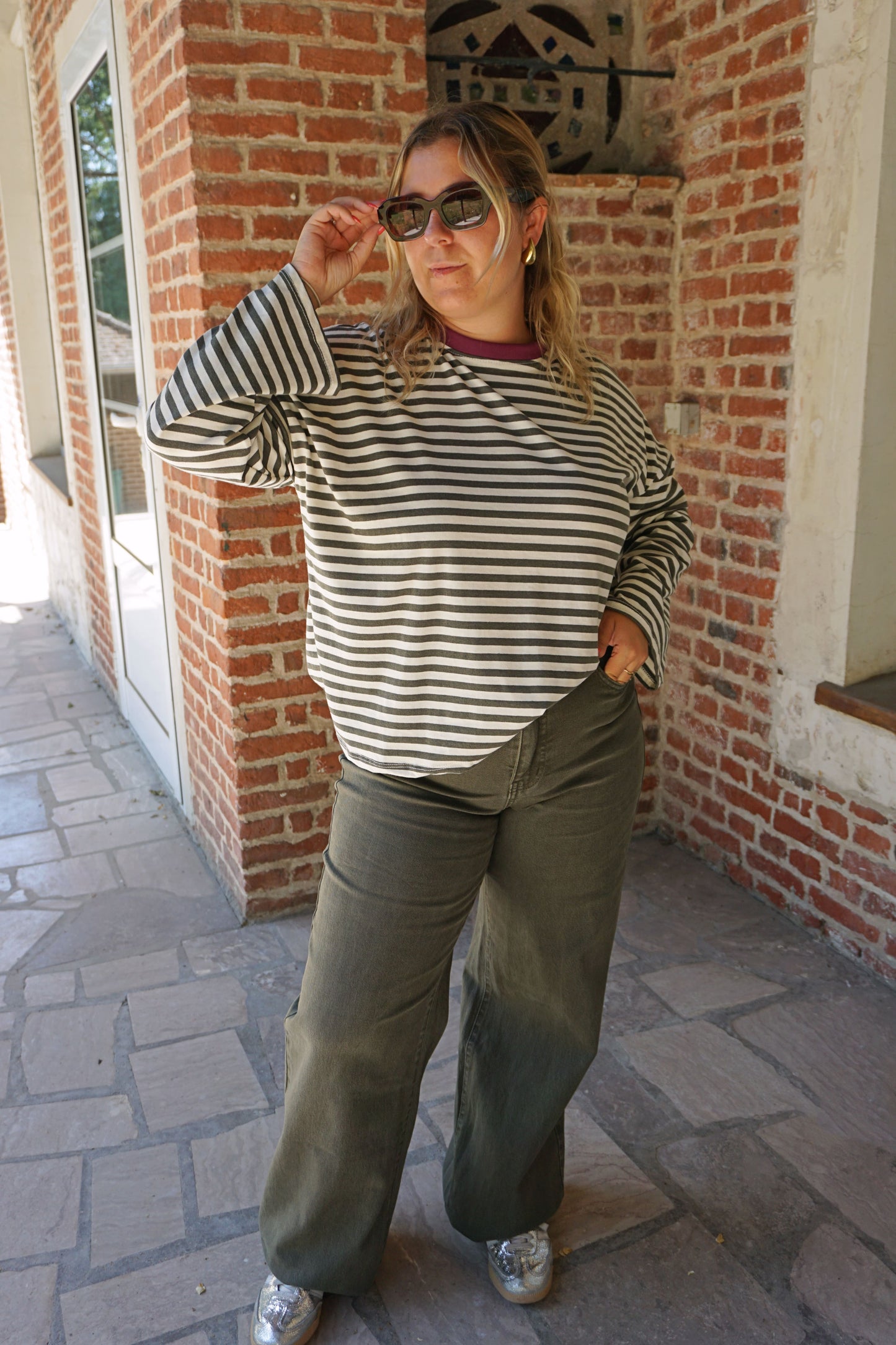 Jean wide leg kaki